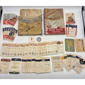 Vtg Boy Scouts lot notebook/ Holder Arrow Point Cards Pin OKLAHOMA